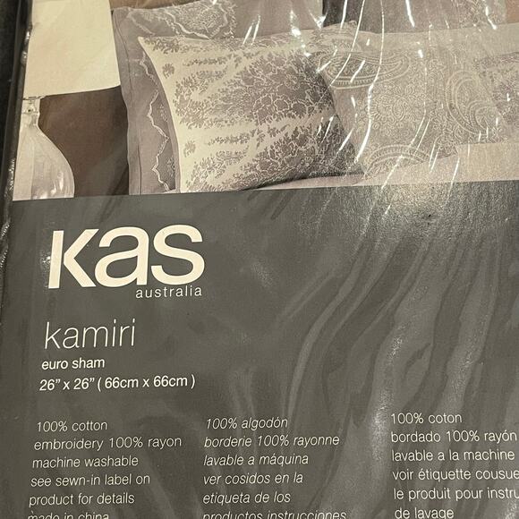 Kas Australia Kamiri Euro Sham Pillow Bedroom Decor 26" Square Home Accessory - Picture 5 of 6